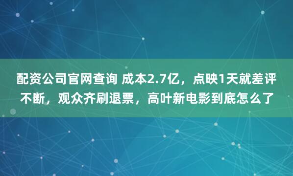 配资公司官网查询 成本2.7亿，点映1天就差评不断，观众齐刷退票，高叶新电影到底怎么了